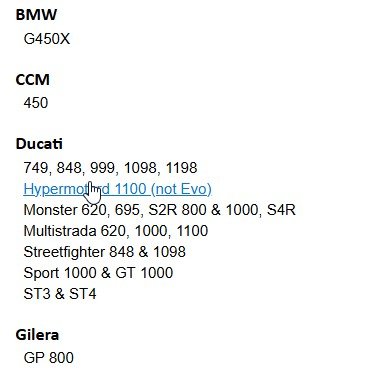 Tuneecu Bike compatibility list